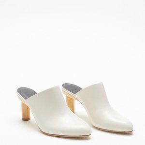 Tibi White Zoe Mule With Wooden Heel, Size 38.5/8.5